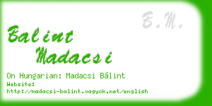 balint madacsi business card